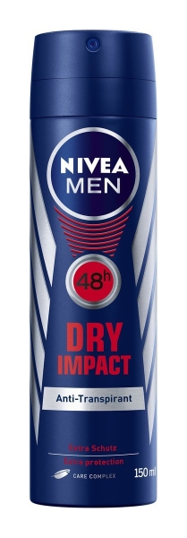 6er NIVEA MEN Dry Impact Spray, (6 x 150 ml)